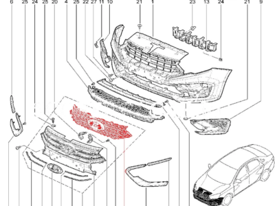 Решетка радиатора верхняя переднего бампера Lada Vesta NG 8450040059