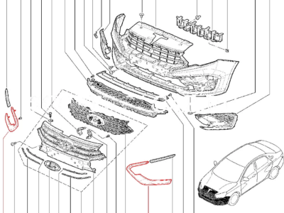 Молдинг переднего бампера нижний для Lada Vesta NG (FL) седан, SW 
